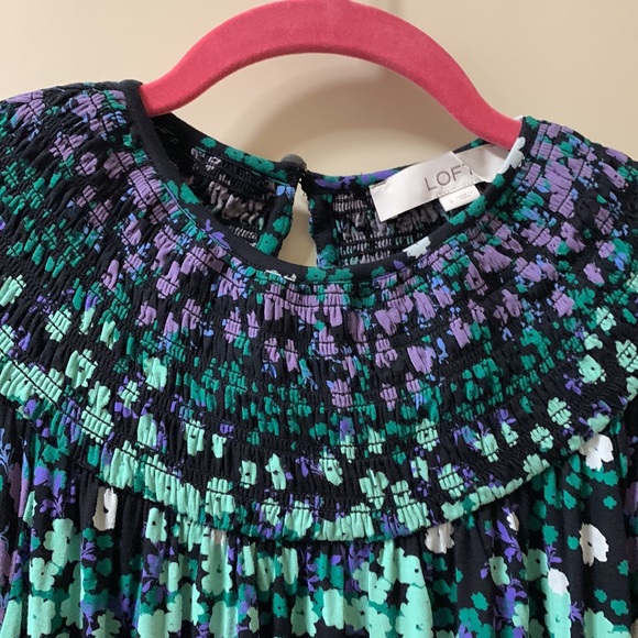 LOFT  Floral Smocked Flounce Dress - Size Small - Picture 8 of 14